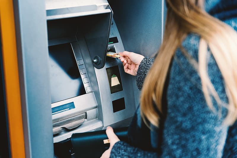 ATM Woman Withdrawing Money