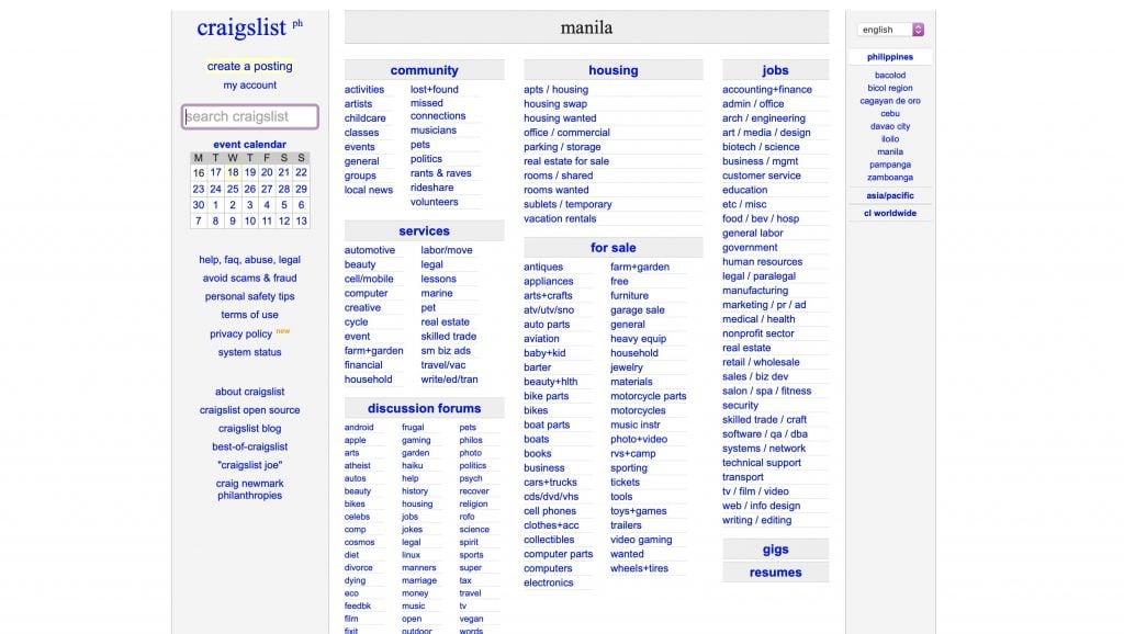 Craigslist website